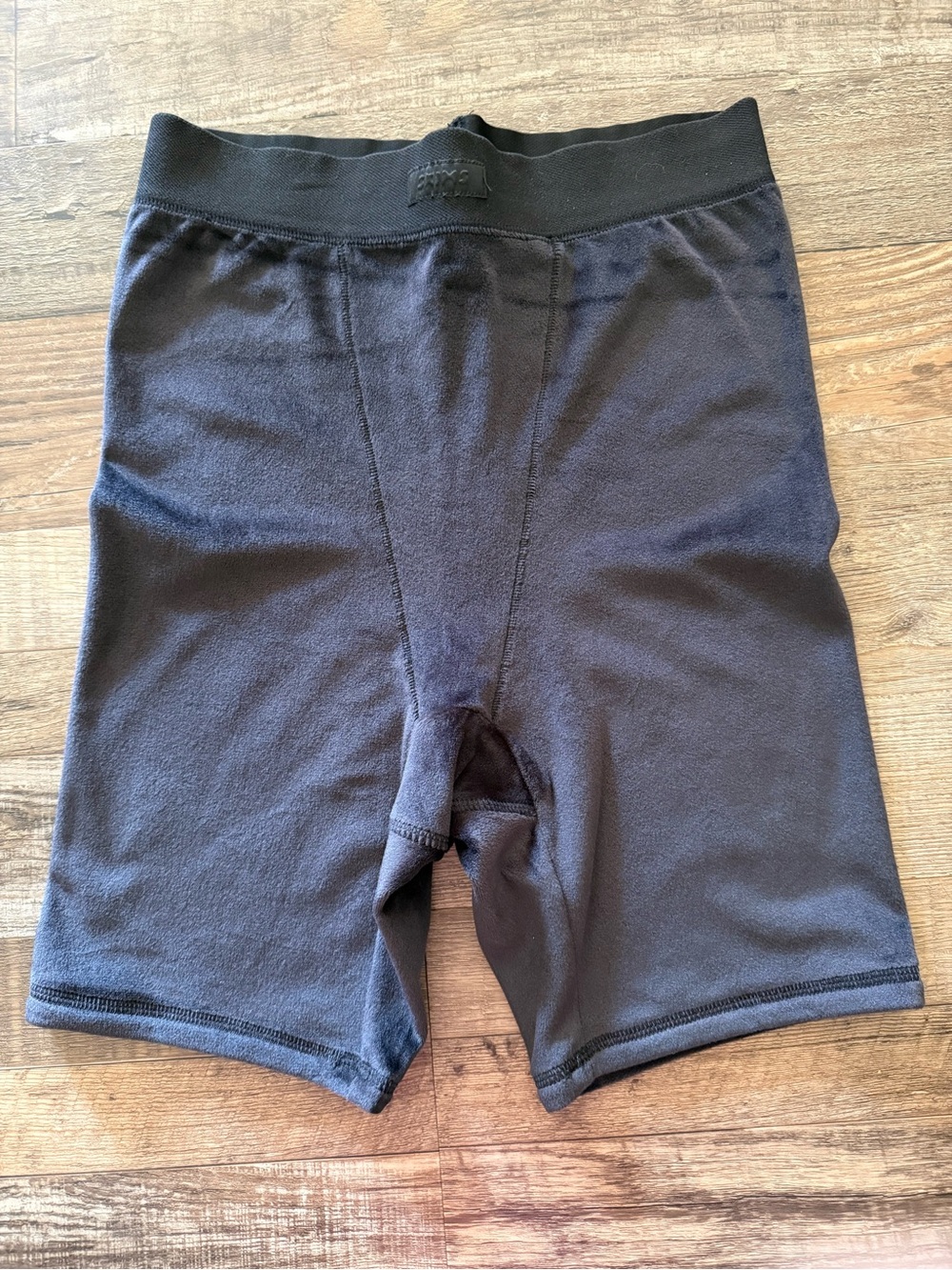 Skims Black Velour Bike Boxer Shorts- Small